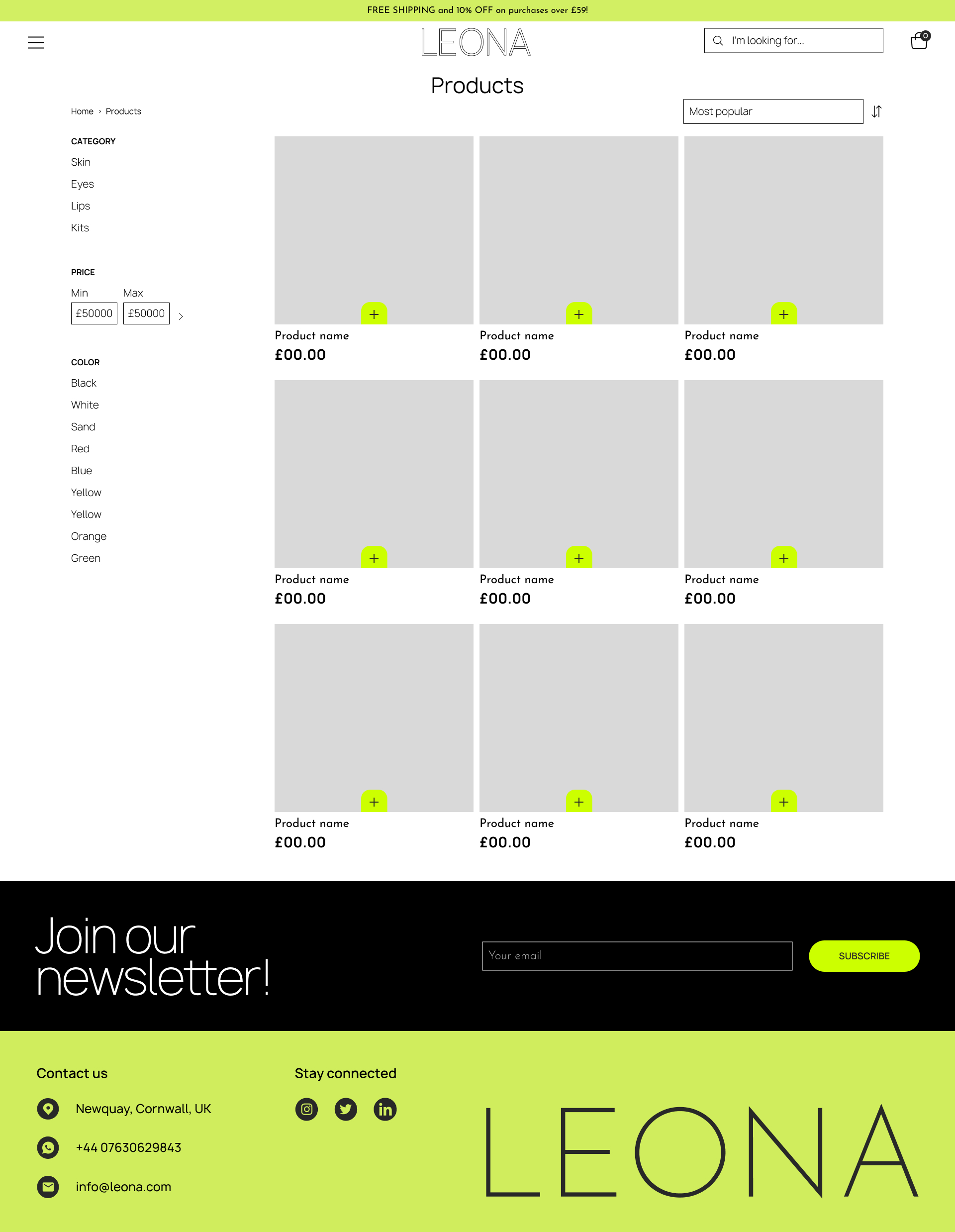 Wireframe of the homepage